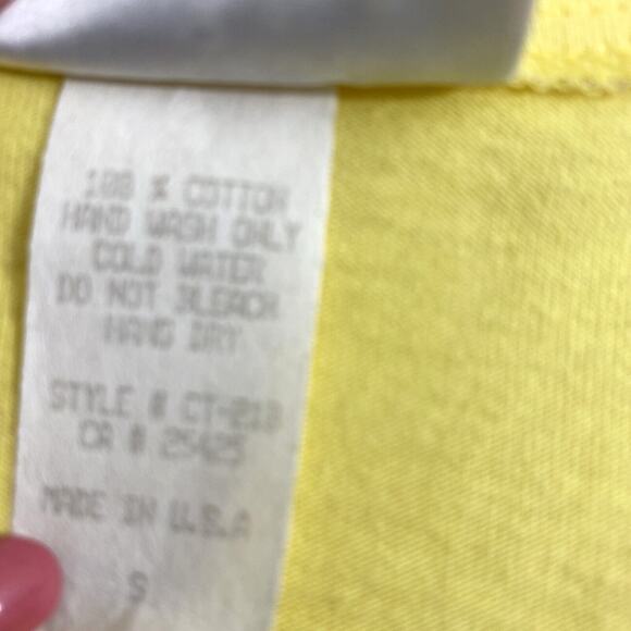 Vintage Womens Fruit Dress Size Small Butter Yellow Embroidered Cherries Cottage - Picture 5 of 10